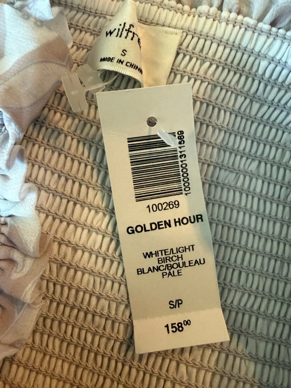 Aritzia Wilfred The Golden Hour Smocked Bodice Tie Straps Midi Deess Size S
